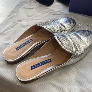 Stuart Weitzman, silver mules